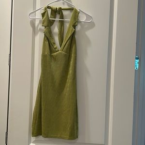 collared green mini dress
